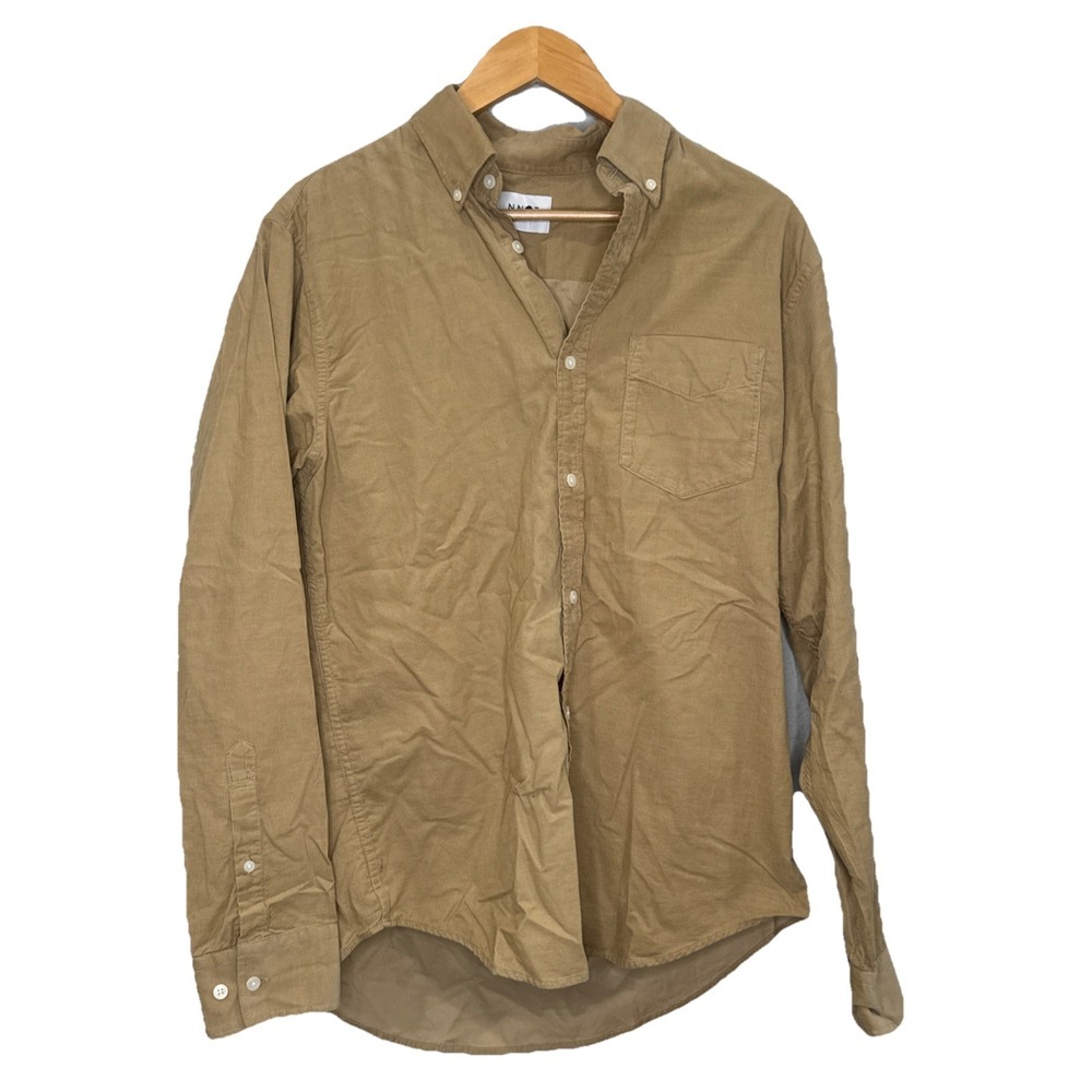 NN.07 Men's Beige Corduroy Button-Down Shirt Casual Button Down Shirt Size M